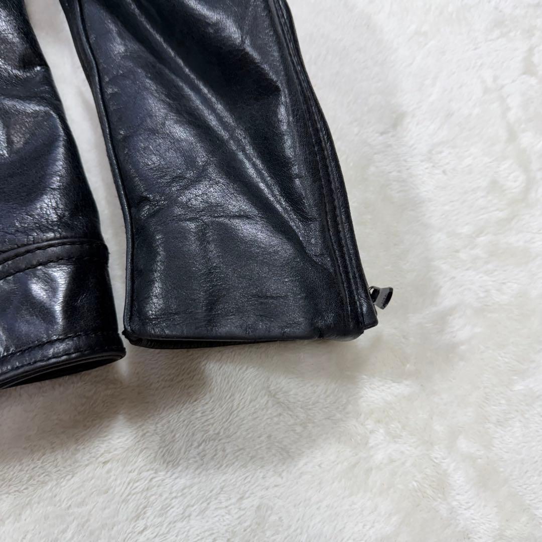 キャサリンハムネットロンドン 牛革 カウレザー シングルライダースジャケット M