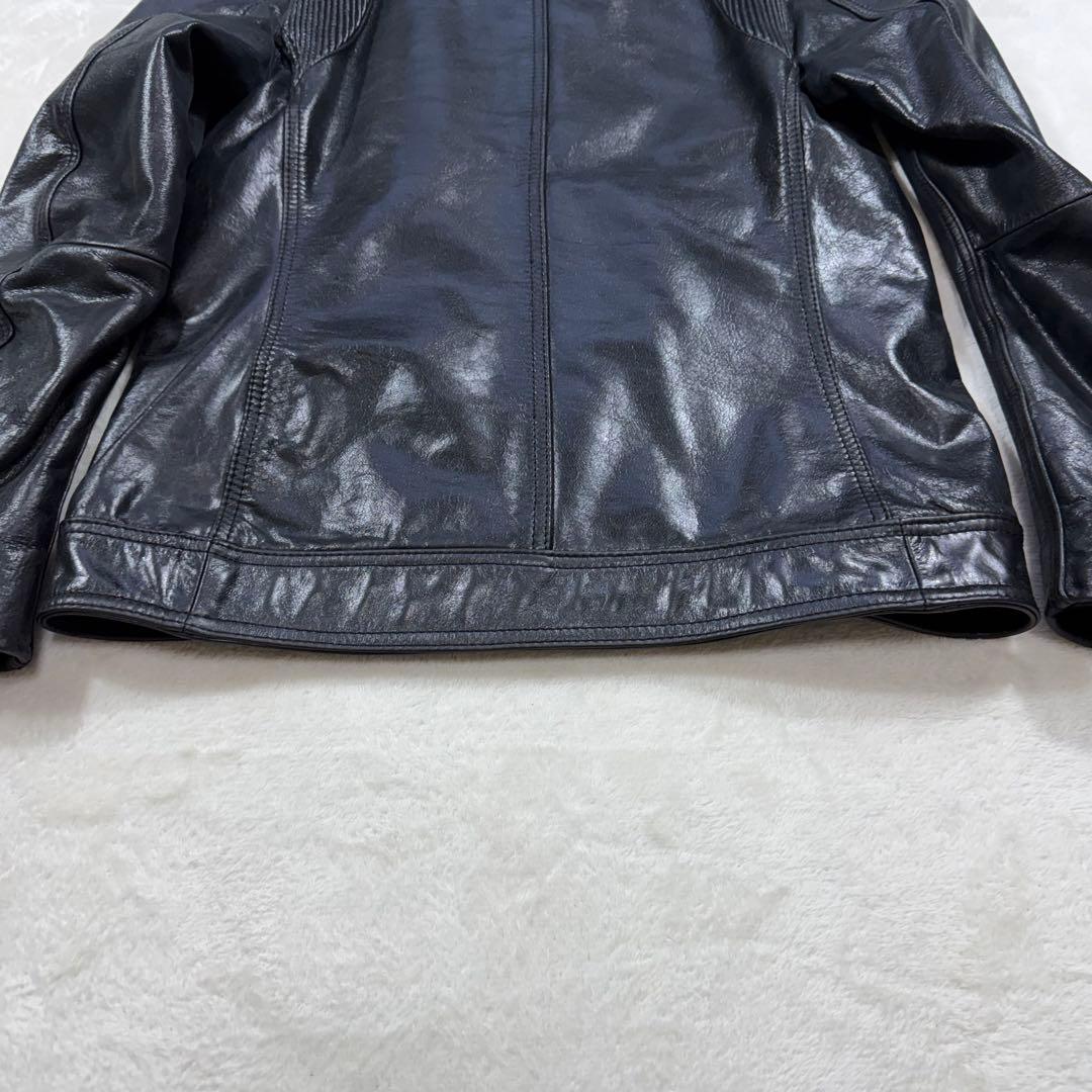 キャサリンハムネットロンドン 牛革 カウレザー シングルライダースジャケット M