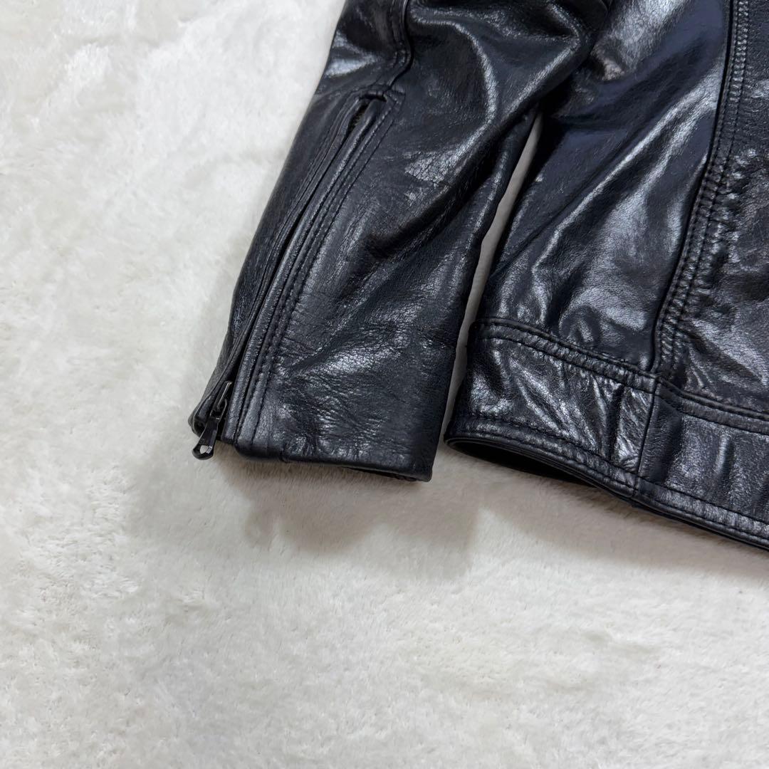 キャサリンハムネットロンドン 牛革 カウレザー シングルライダースジャケット M