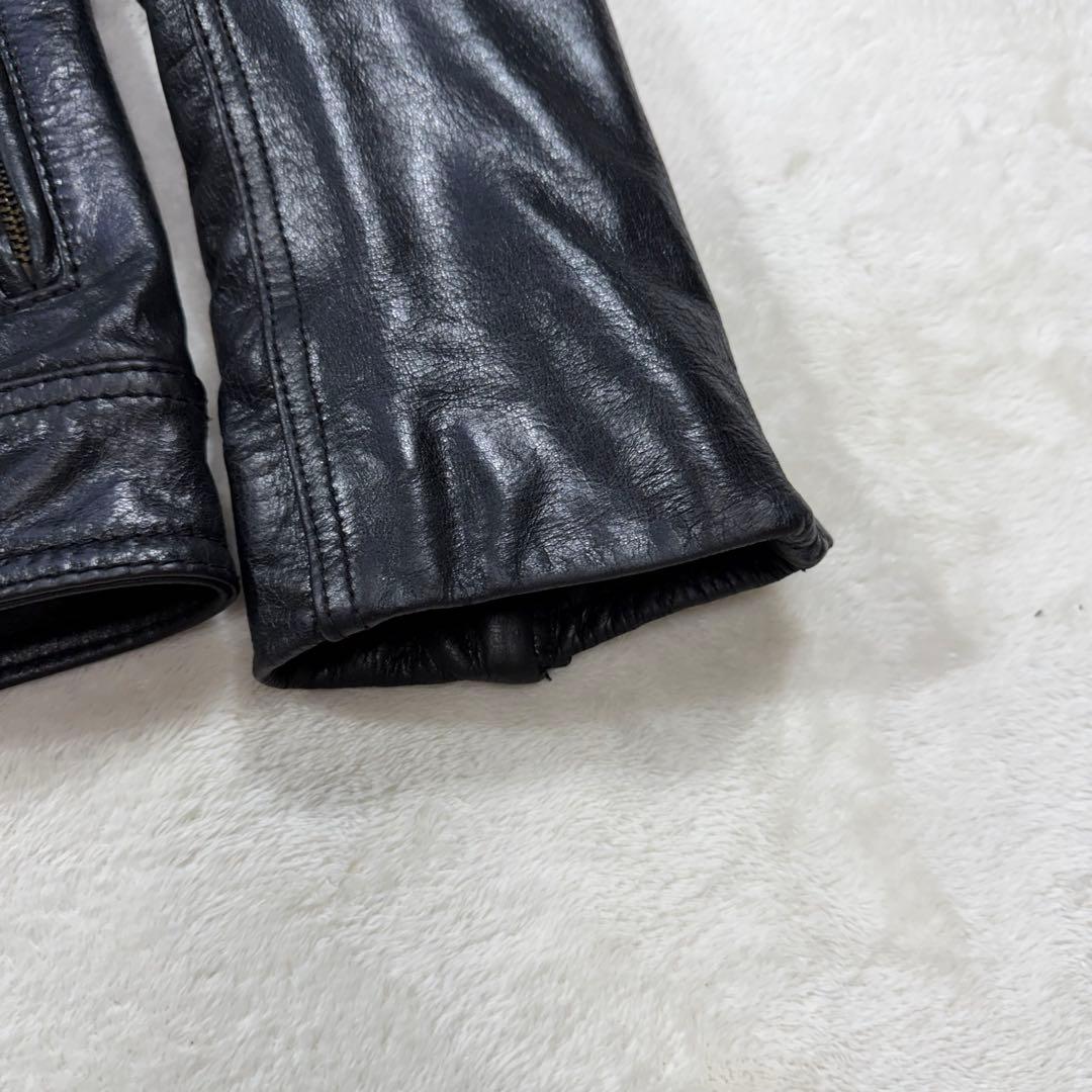 キャサリンハムネットロンドン 牛革 カウレザー シングルライダースジャケット M