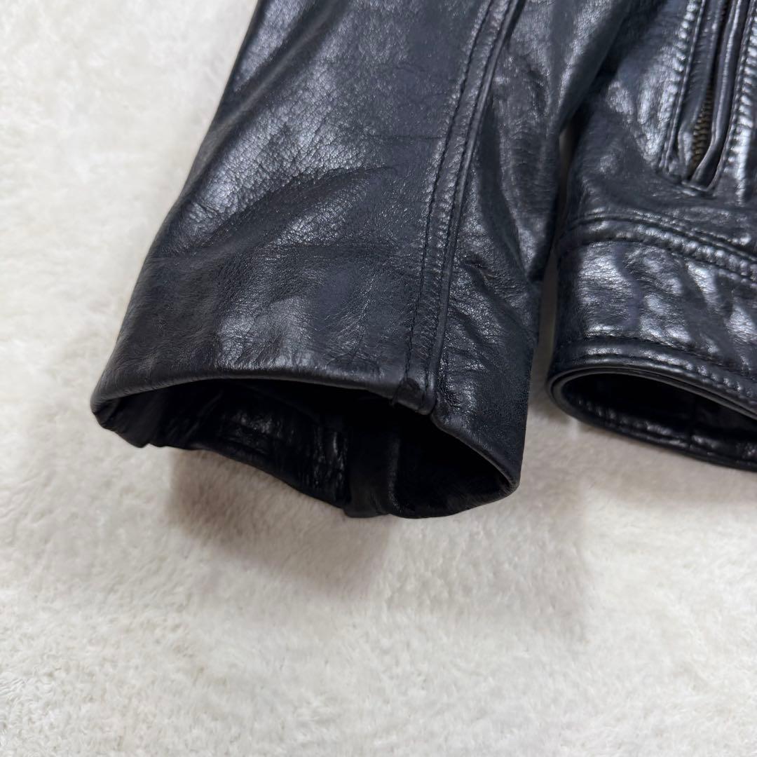 キャサリンハムネットロンドン 牛革 カウレザー シングルライダースジャケット M