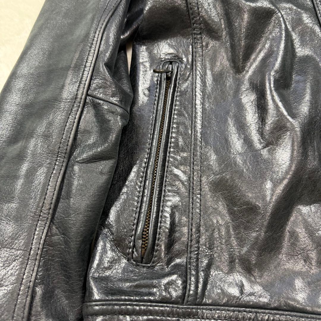 キャサリンハムネットロンドン 牛革 カウレザー シングルライダースジャケット M