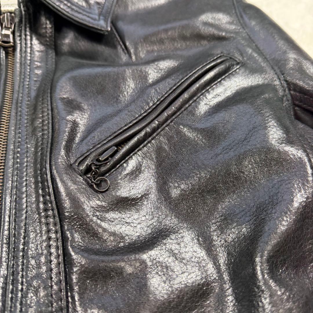 キャサリンハムネットロンドン 牛革 カウレザー シングルライダースジャケット M
