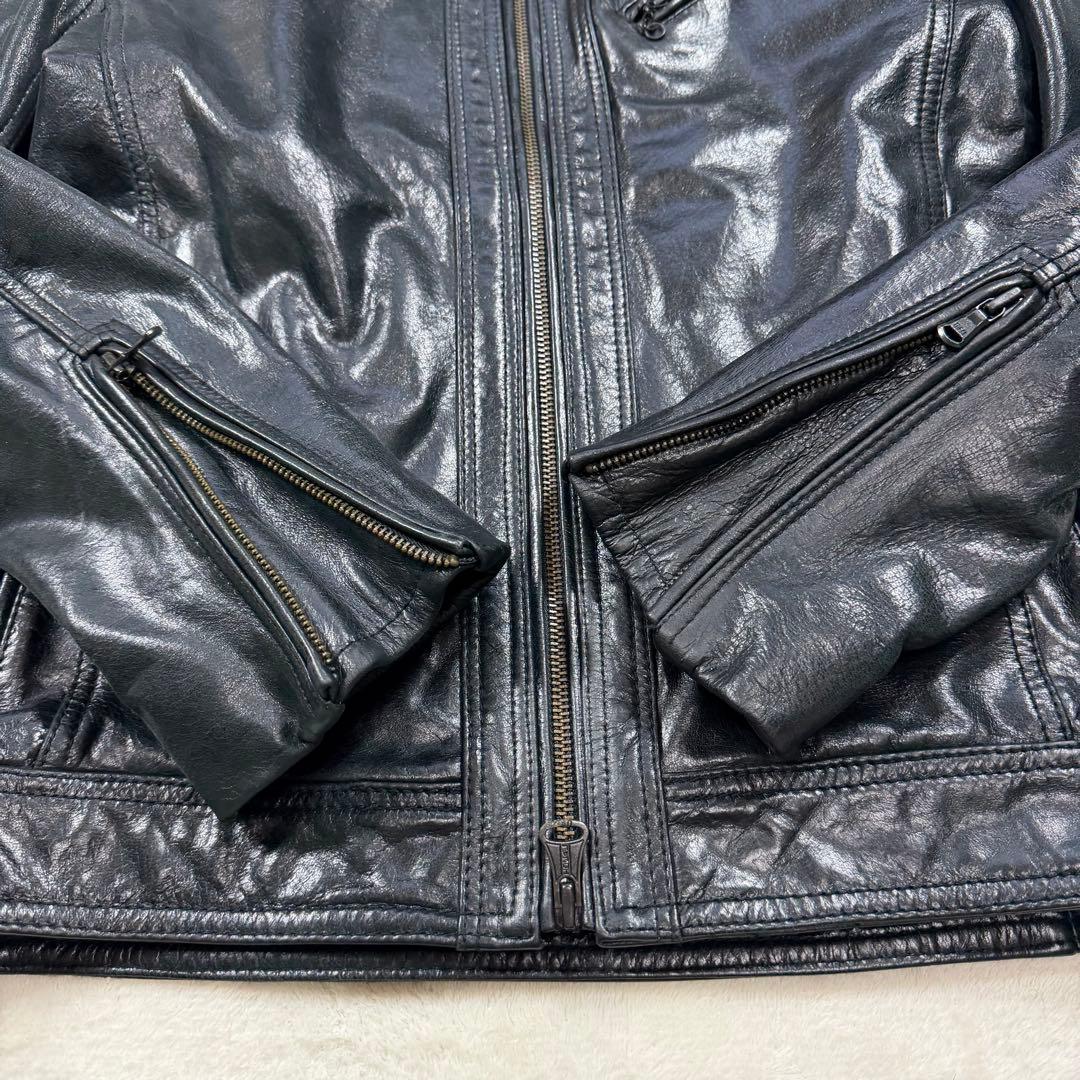 キャサリンハムネットロンドン 牛革 カウレザー シングルライダースジャケット M