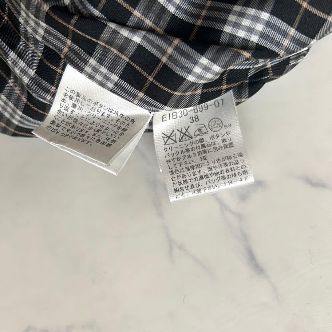 バーバリーブルーレーベル ダッフルコート フード ノバチェック レザー 38