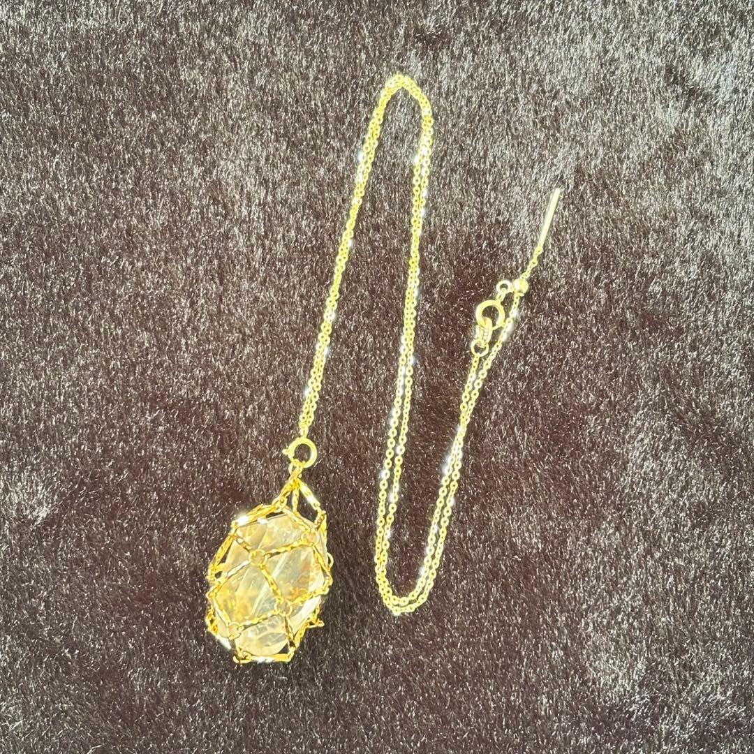 出し入れ可能巾着袋　デンドリッククォーツ入り　シルバー925ネックレス