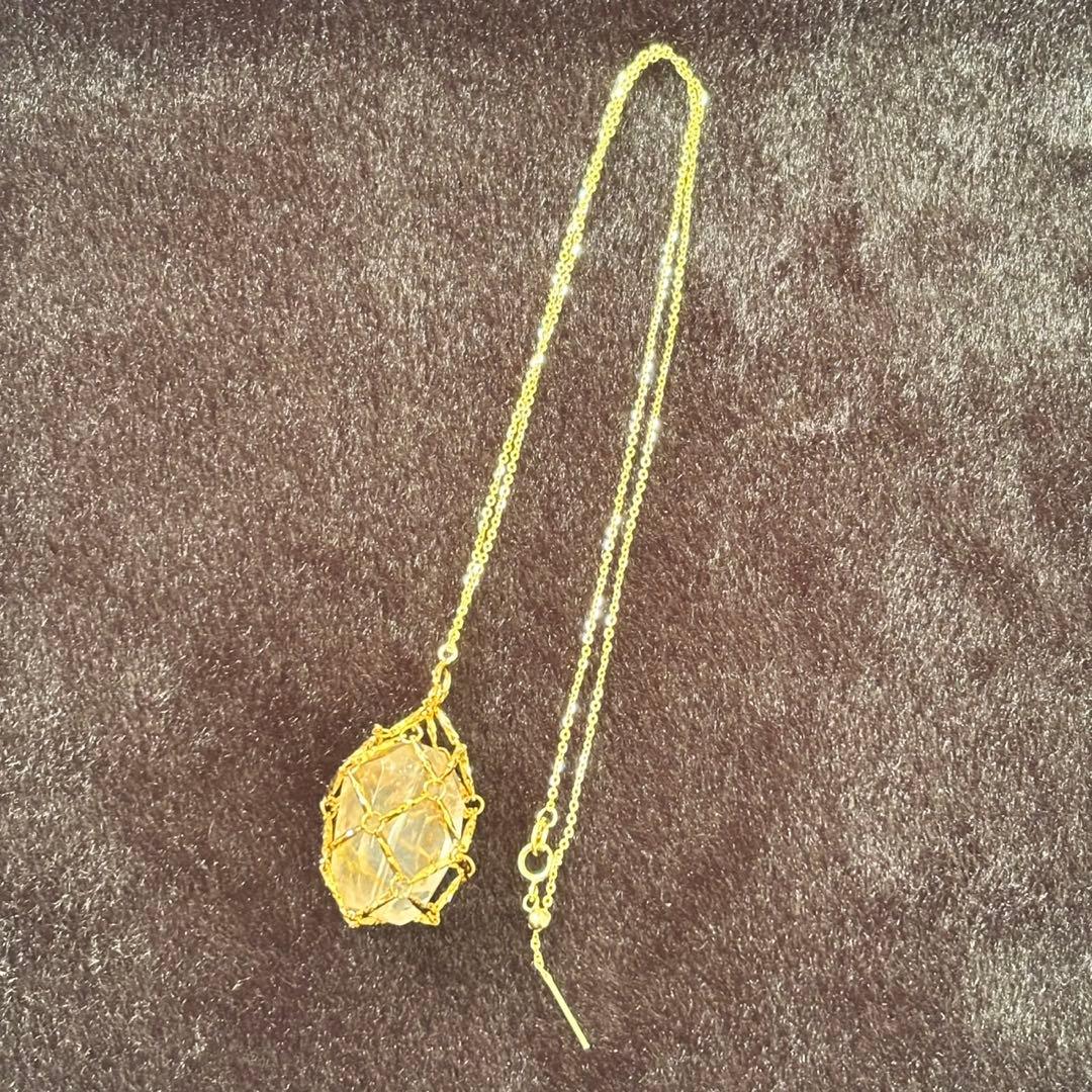 出し入れ可能巾着袋　デンドリッククォーツ入り　シルバー925ネックレス