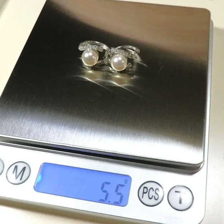 K18WG あこや8.5mm ダイヤ0.40ct 上質パールピアス 5.5g