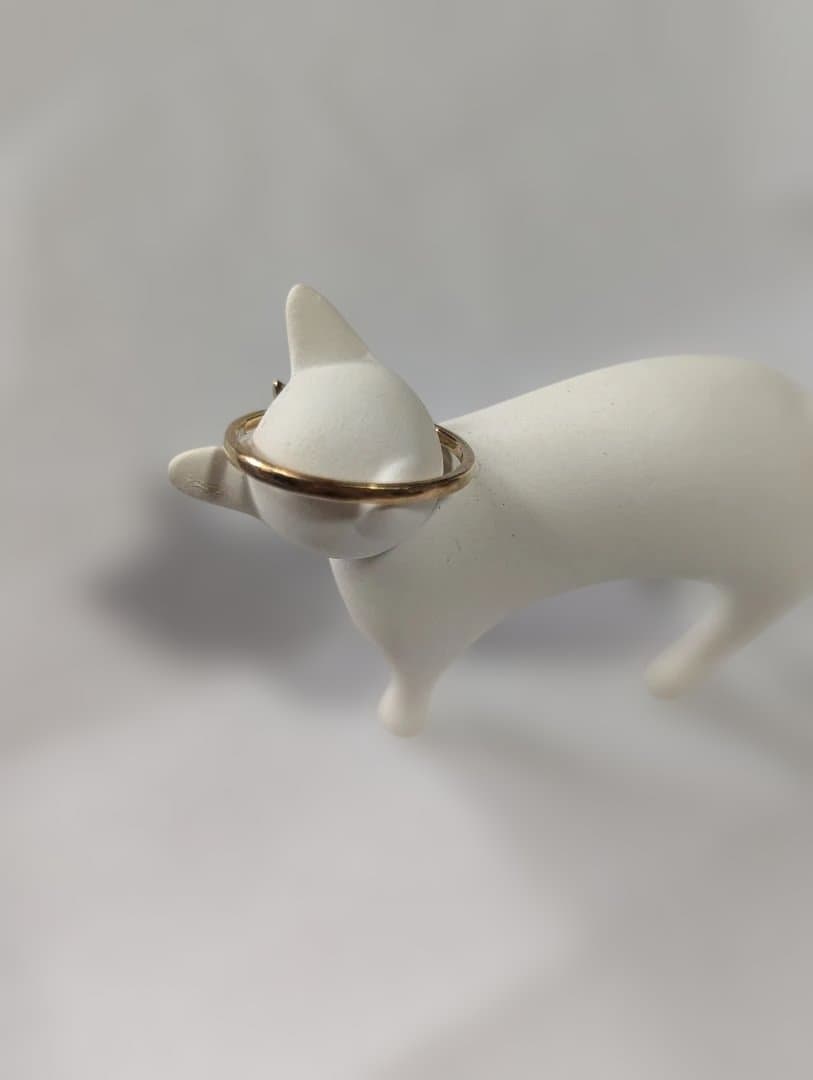 10k 猫モチーフ 天然ガーネットリング11号