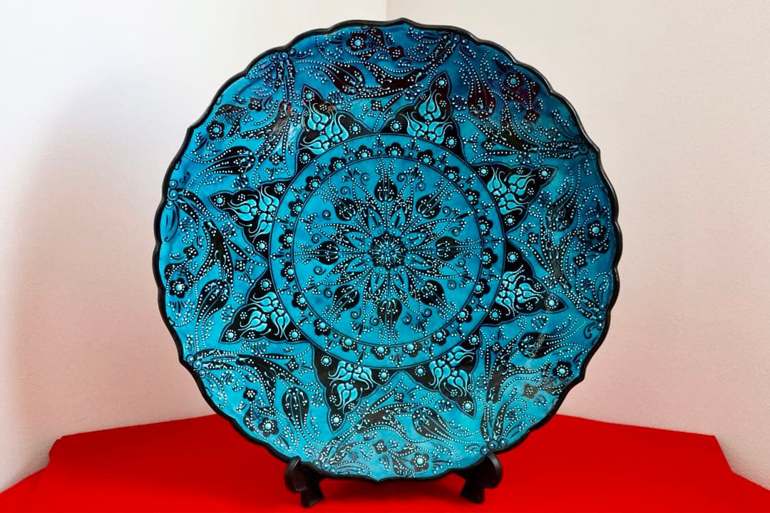 トルコ雑貨・大皿・飾皿【トルコブルー　ターコイズブルー】