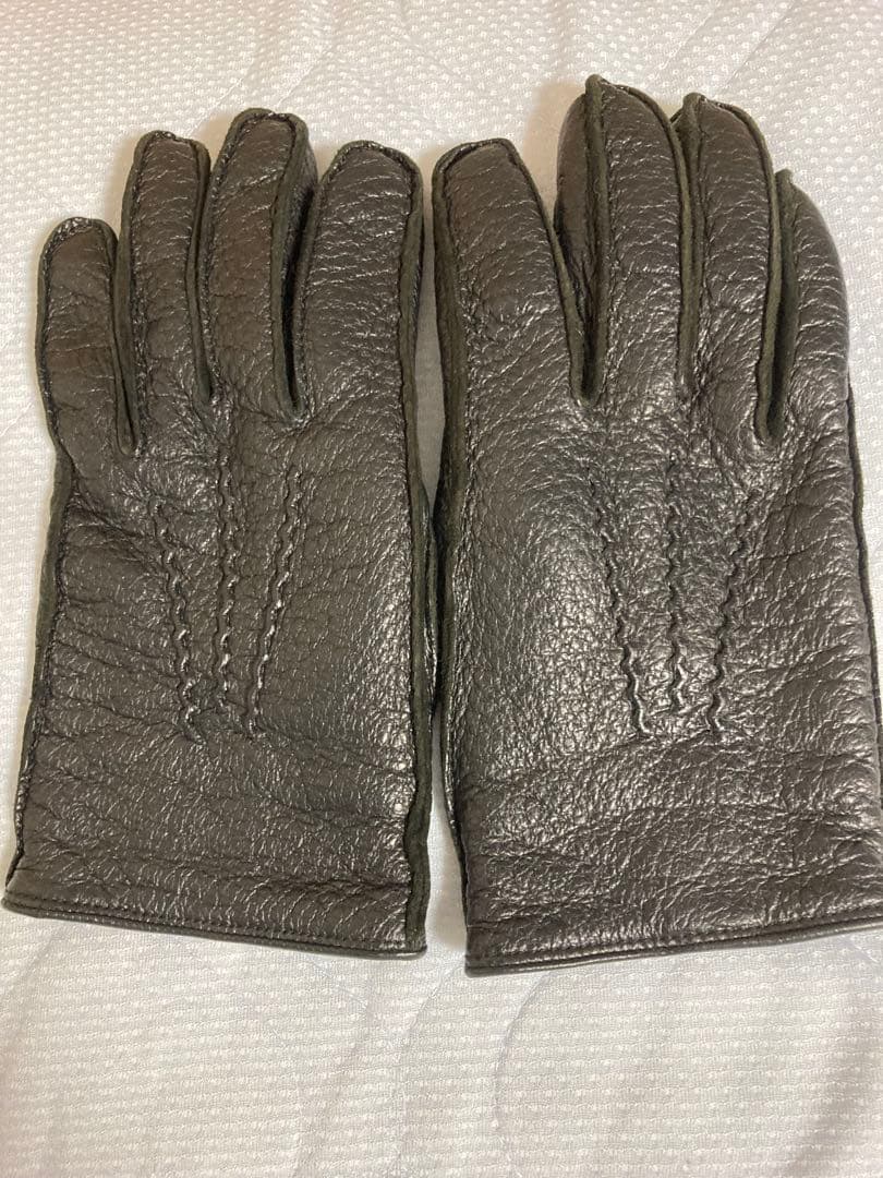 Dents ペッカリー製黒手袋 カシミア裏地付き　サイズ71/2 英国製