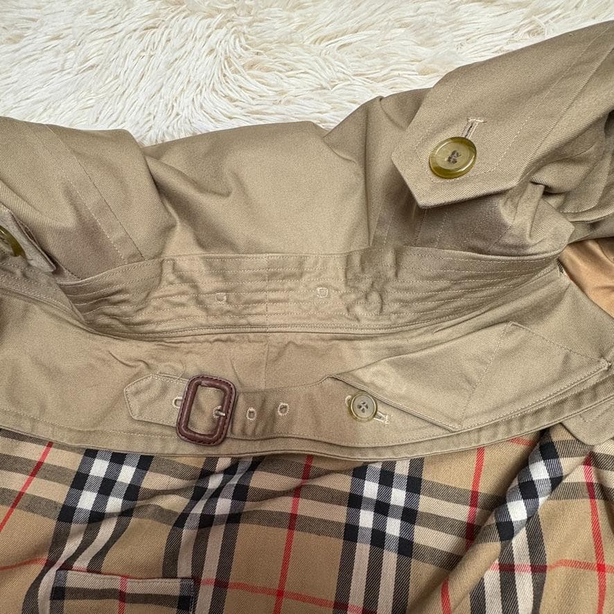 良品 バーバリー ベルト付 トレンチコート ベージュ ロング L~LL相当