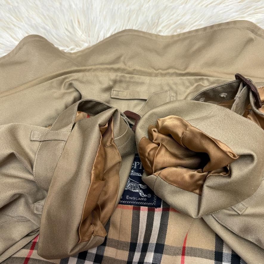 良品 バーバリー ベルト付 トレンチコート ベージュ ロング L~LL相当