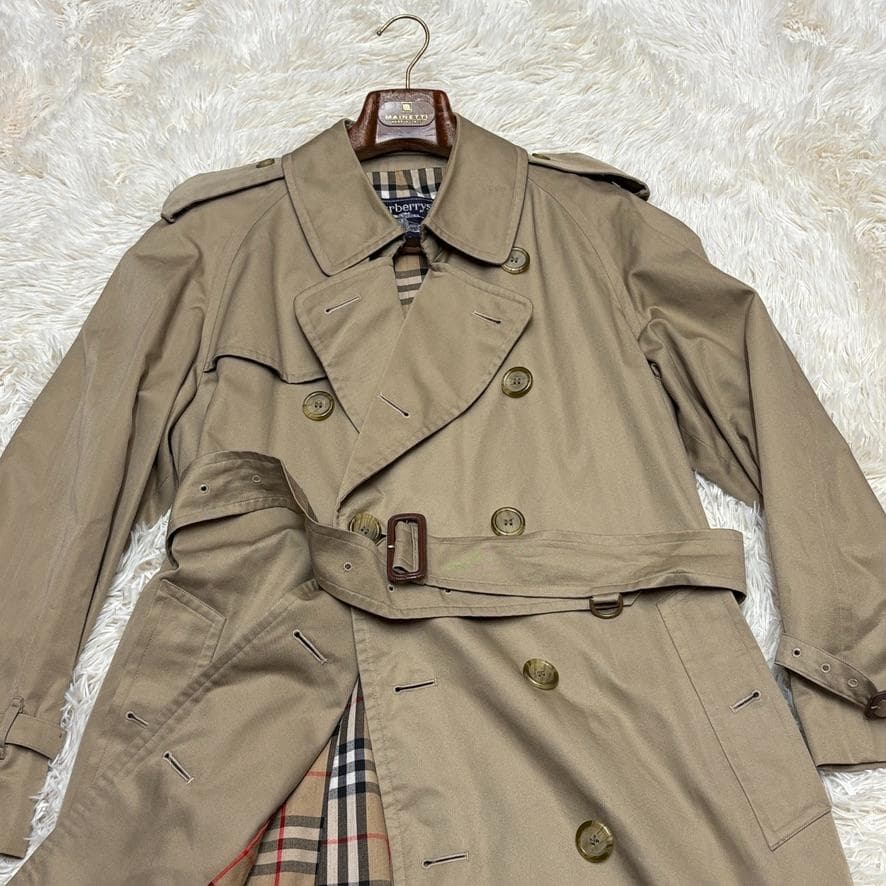 良品 バーバリー ベルト付 トレンチコート ベージュ ロング L~LL相当