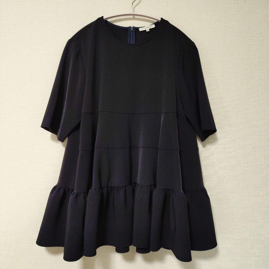 yori ネイビー 半袖 ティアードトップス 38