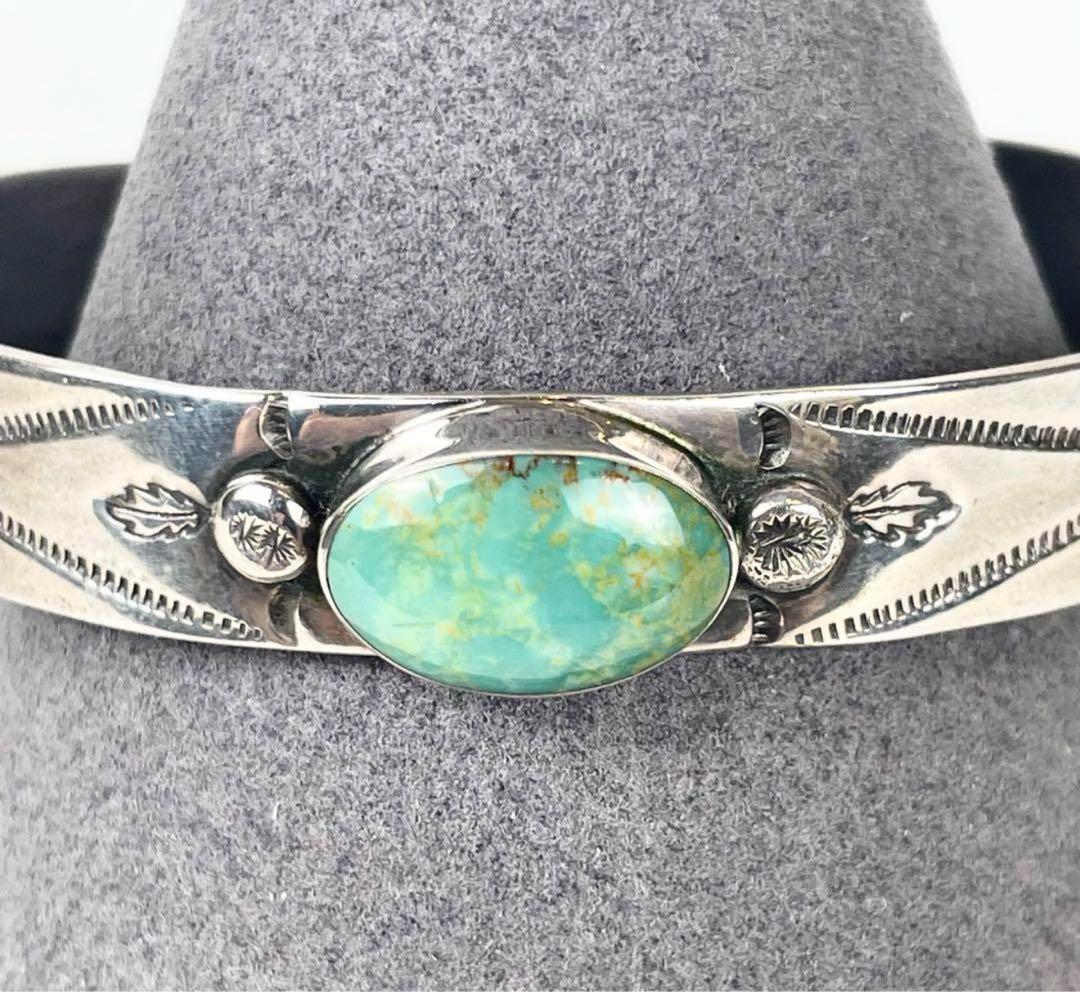 NAVAJO ナバホ sterling スタンプワーク ライトグリーン　黄緑