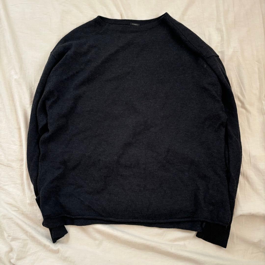 値下げ。COMOLI ブラック 長袖カットソー