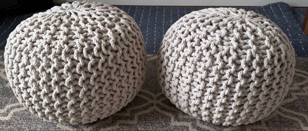 Nitoriナカミイリプーフ ロープニットS GY クッション2本