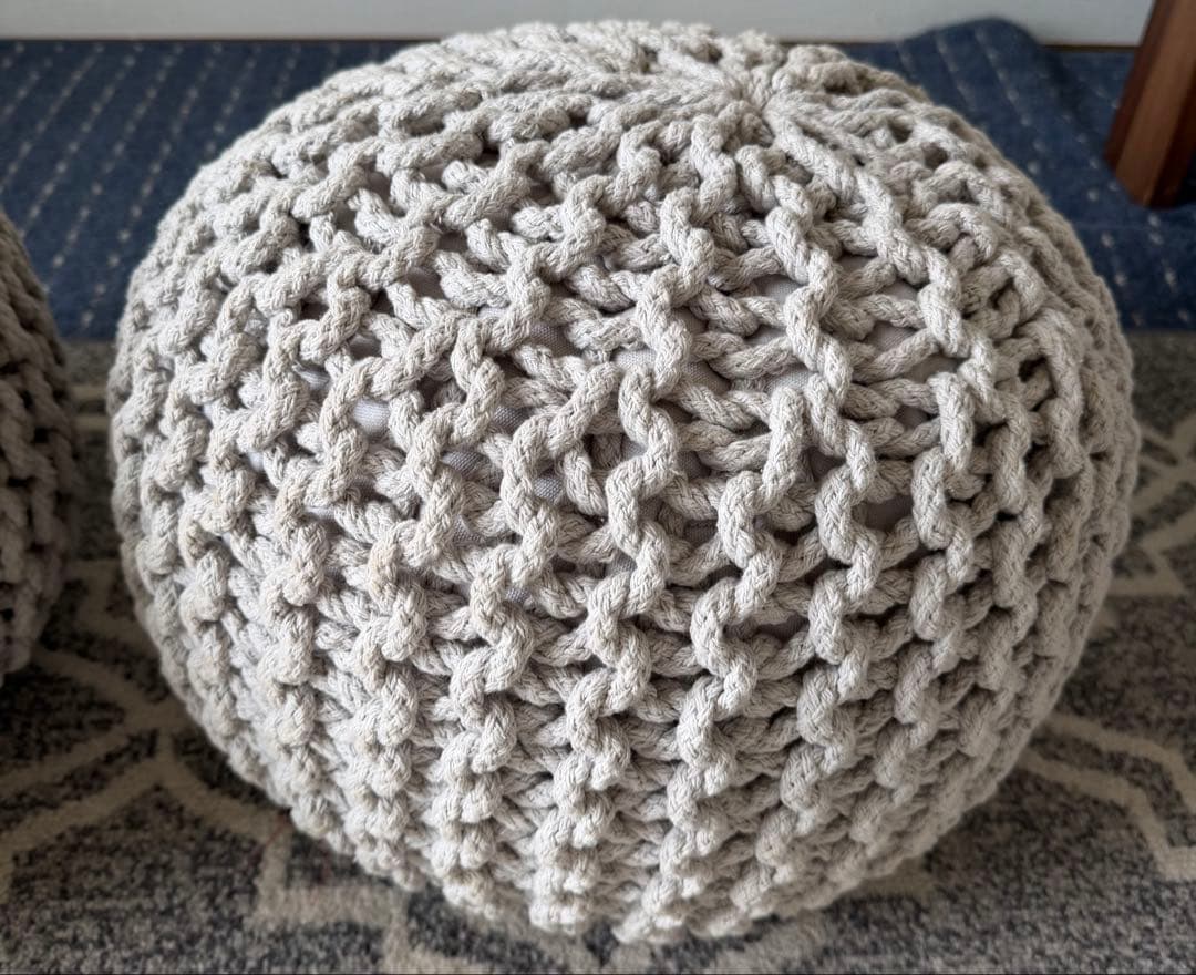 Nitoriナカミイリプーフ ロープニットS GY クッション2本