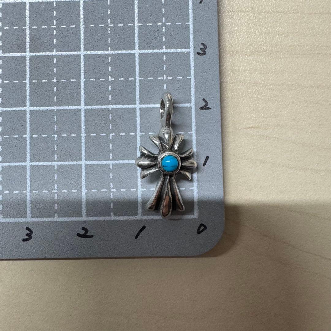 【silver925 ターコイズ】タイニークロスペンダントトップ