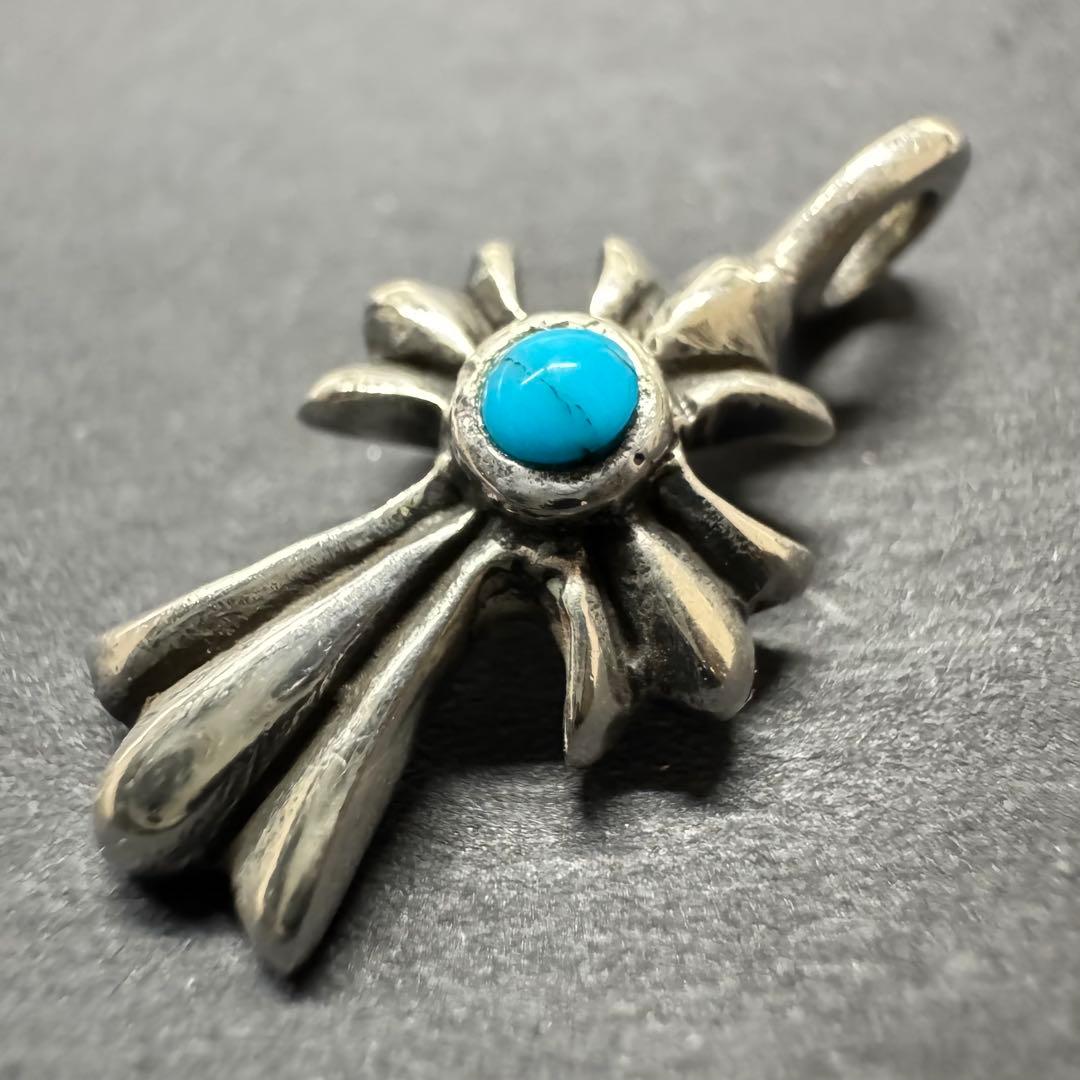 【silver925 ターコイズ】タイニークロスペンダントトップ