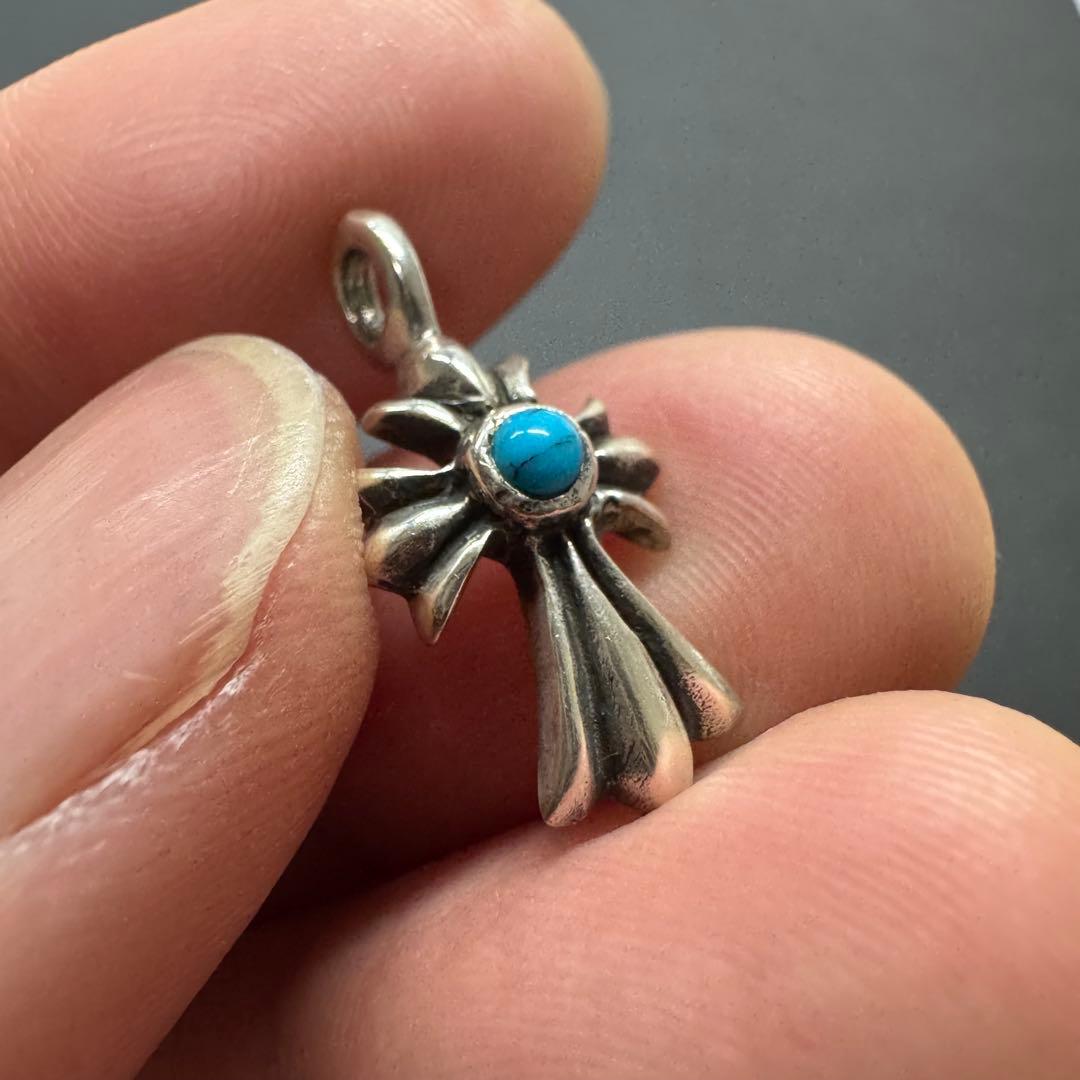 【silver925 ターコイズ】タイニークロスペンダントトップ