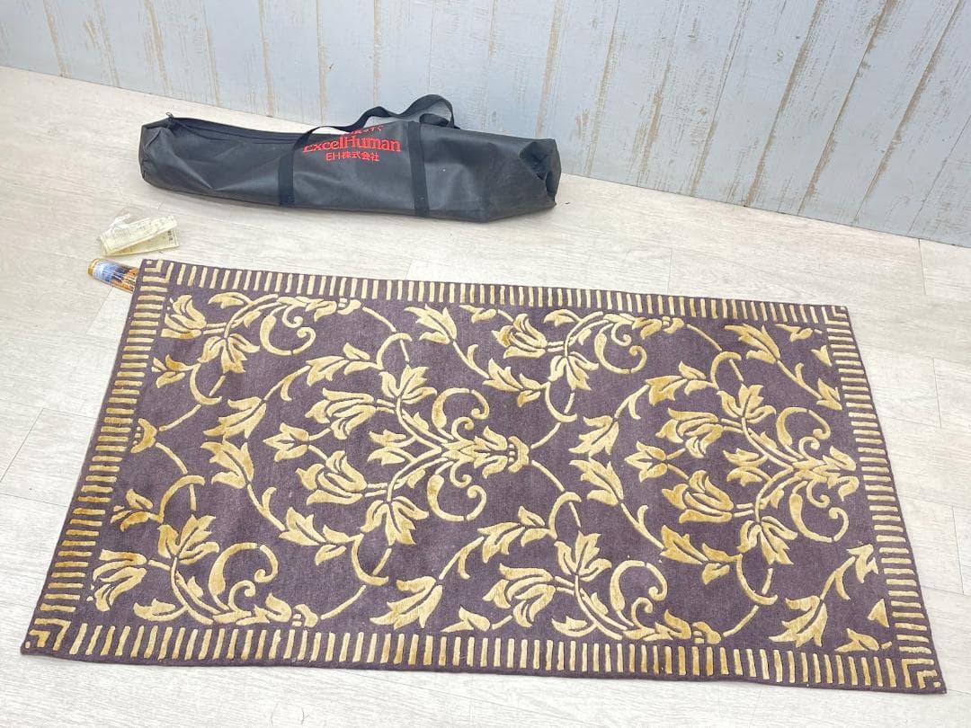 エクセルヒューマン 中国美術緞通 玄関マット シルク 手織り 70×121㎝