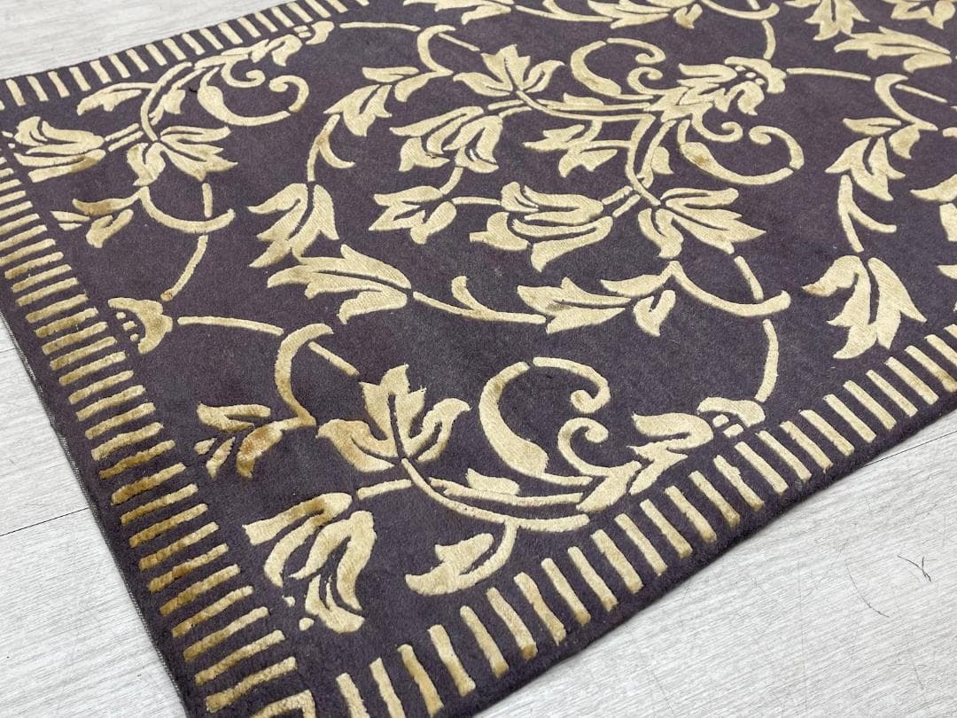 エクセルヒューマン 中国美術緞通 玄関マット シルク 手織り 70×121㎝