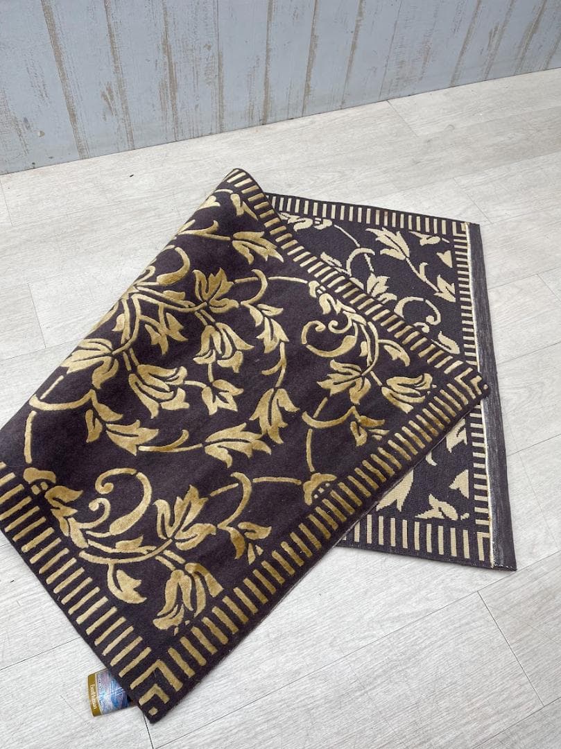 エクセルヒューマン 中国美術緞通 玄関マット シルク 手織り 70×121㎝