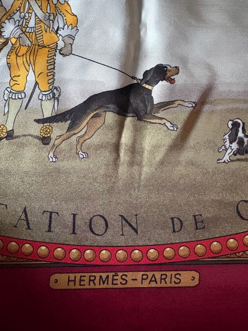 HERMES 馬と犬のデザイン シルクスカーフ カレ90 ヴィンテージ