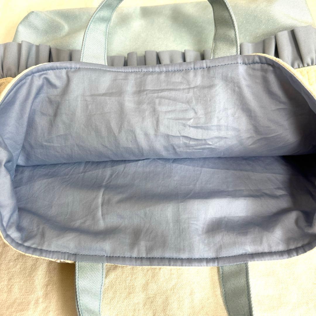 入園入学3点セット　【月と星ヌビ×水色】　女の子　レッスンバッグ　手提げ