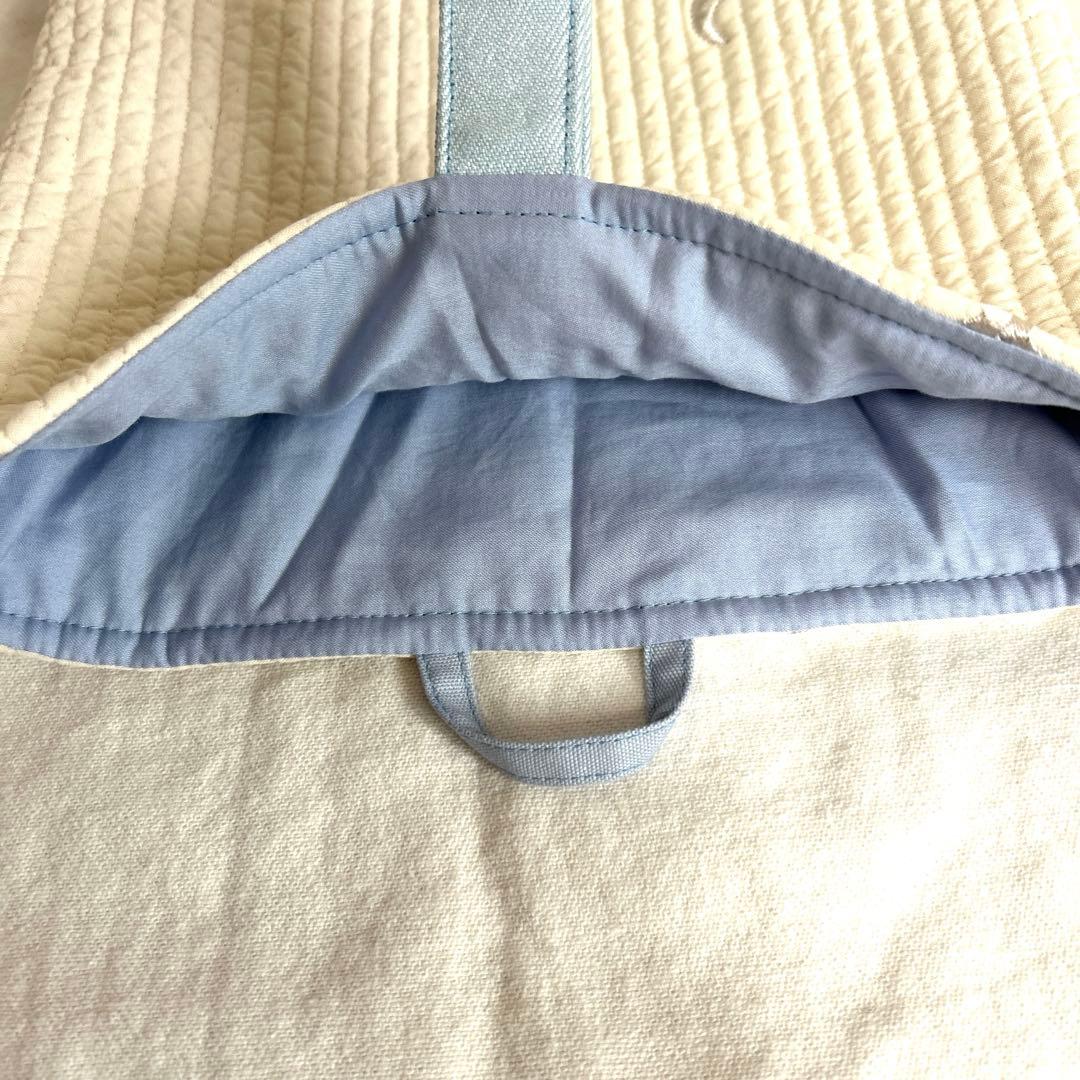 入園入学3点セット　【月と星ヌビ×水色】　女の子　レッスンバッグ　手提げ