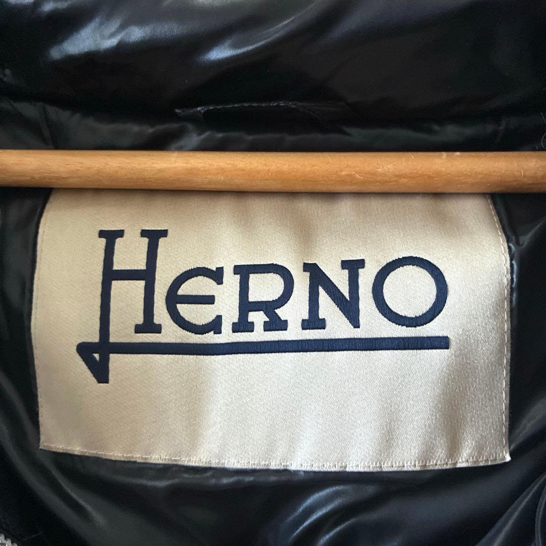 未使用に近い　HERNO ヘルノ　ロング丈ダウンコート　ブラック黒　44