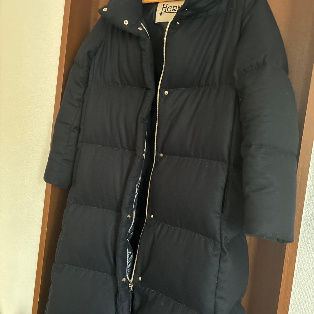 未使用に近い　HERNO ヘルノ　ロング丈ダウンコート　ブラック黒　44