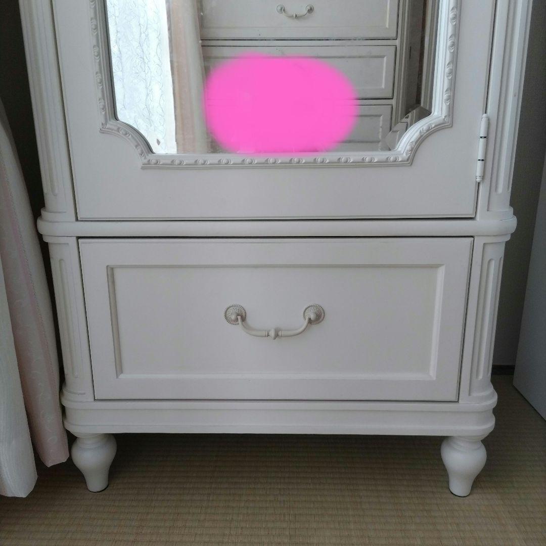 レガシー社　ガブリエラ　ミラー付きワードローブ　アンティーク　ホワイト　チェスト