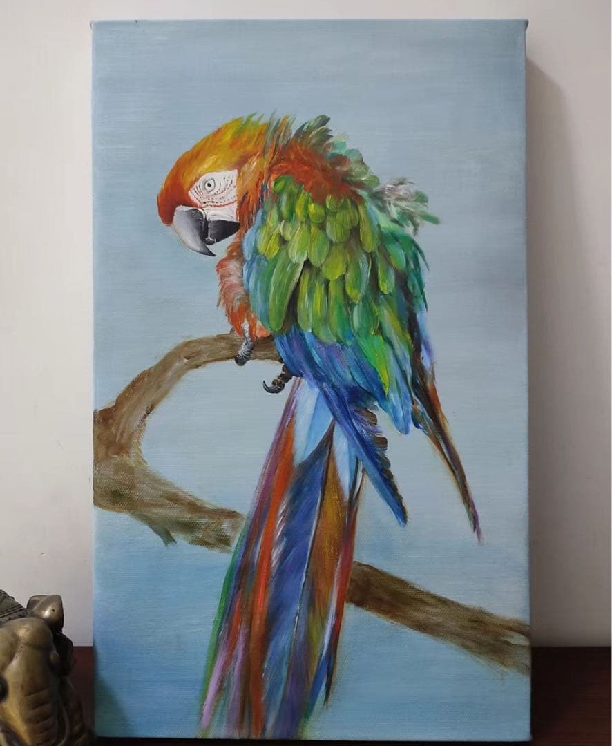 オウムの油彩画c