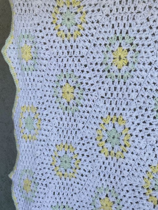 古着 ビンテージ 80s ドット グラニー ブランケット キャンプ ラグ 美品