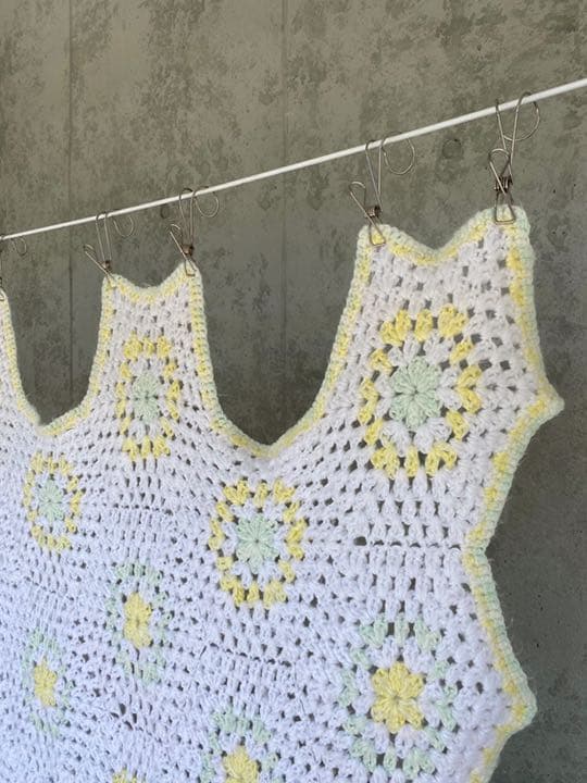 古着 ビンテージ 80s ドット グラニー ブランケット キャンプ ラグ 美品