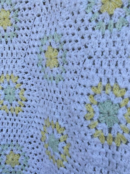 古着 ビンテージ 80s ドット グラニー ブランケット キャンプ ラグ 美品