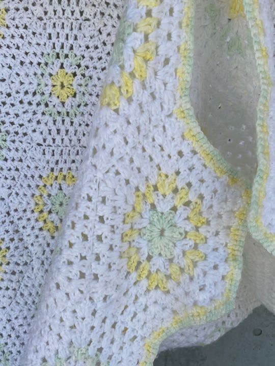 古着 ビンテージ 80s ドット グラニー ブランケット キャンプ ラグ 美品