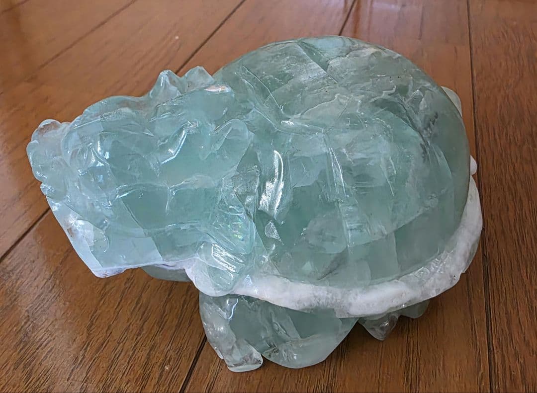 大きい　龍亀　ロングイ　グリーンフローライト1150g 1kgオーバー　龍神