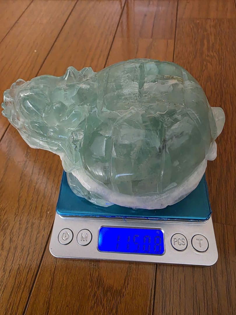 大きい　龍亀　ロングイ　グリーンフローライト1150g 1kgオーバー　龍神