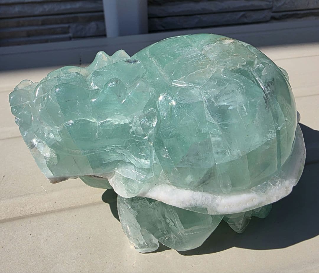 大きい　龍亀　ロングイ　グリーンフローライト1150g 1kgオーバー　龍神