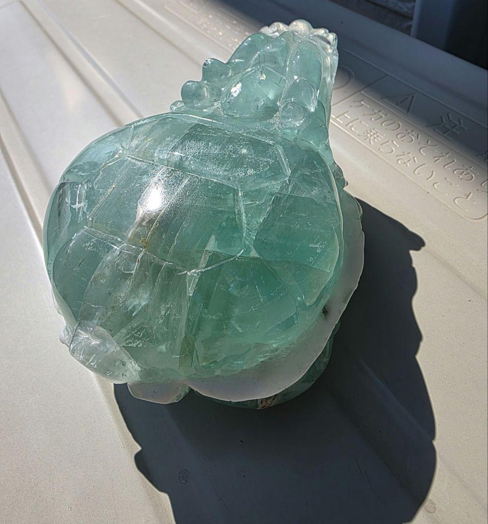 大きい　龍亀　ロングイ　グリーンフローライト1150g 1kgオーバー　龍神