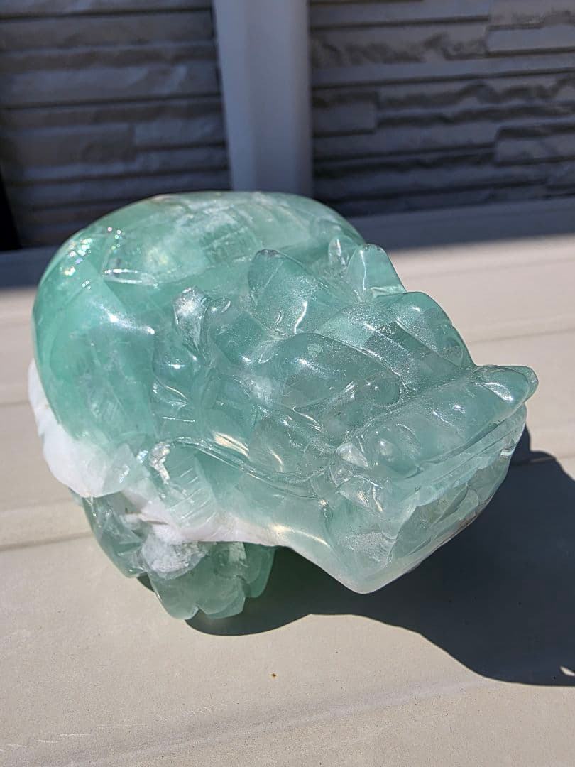 大きい　龍亀　ロングイ　グリーンフローライト1150g 1kgオーバー　龍神