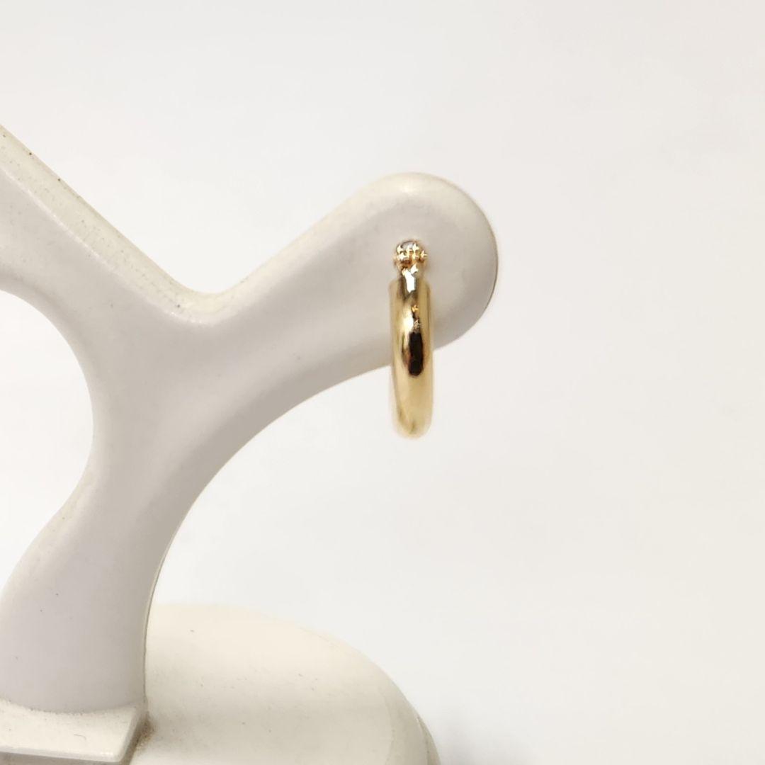 新品　K18シンプルフープピアス(リングピアス)　サイズ2mm×10mm　片耳分