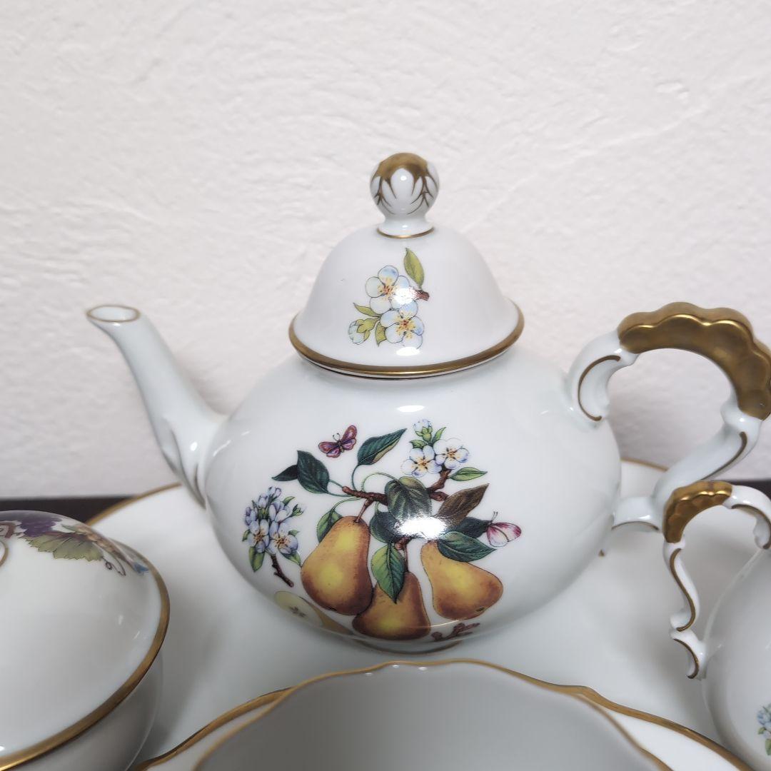 ドイツ　リンドナー　ティーセット　フルーツ　トリオ　ポット　クリーマー　シュガー