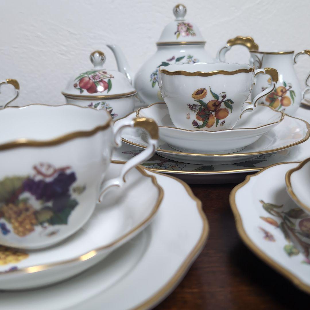 ドイツ　リンドナー　ティーセット　フルーツ　トリオ　ポット　クリーマー　シュガー