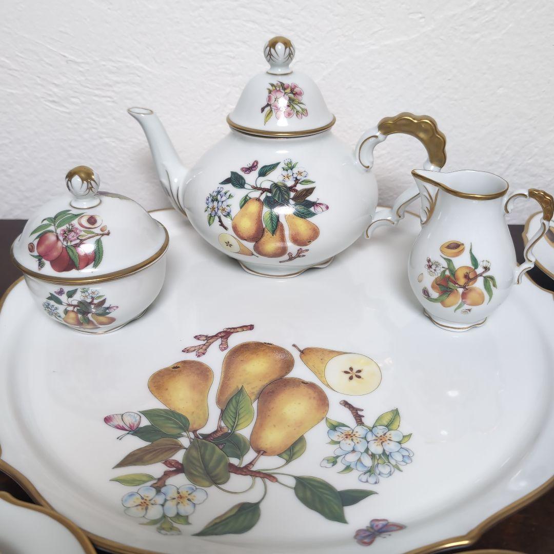 ドイツ　リンドナー　ティーセット　フルーツ　トリオ　ポット　クリーマー　シュガー