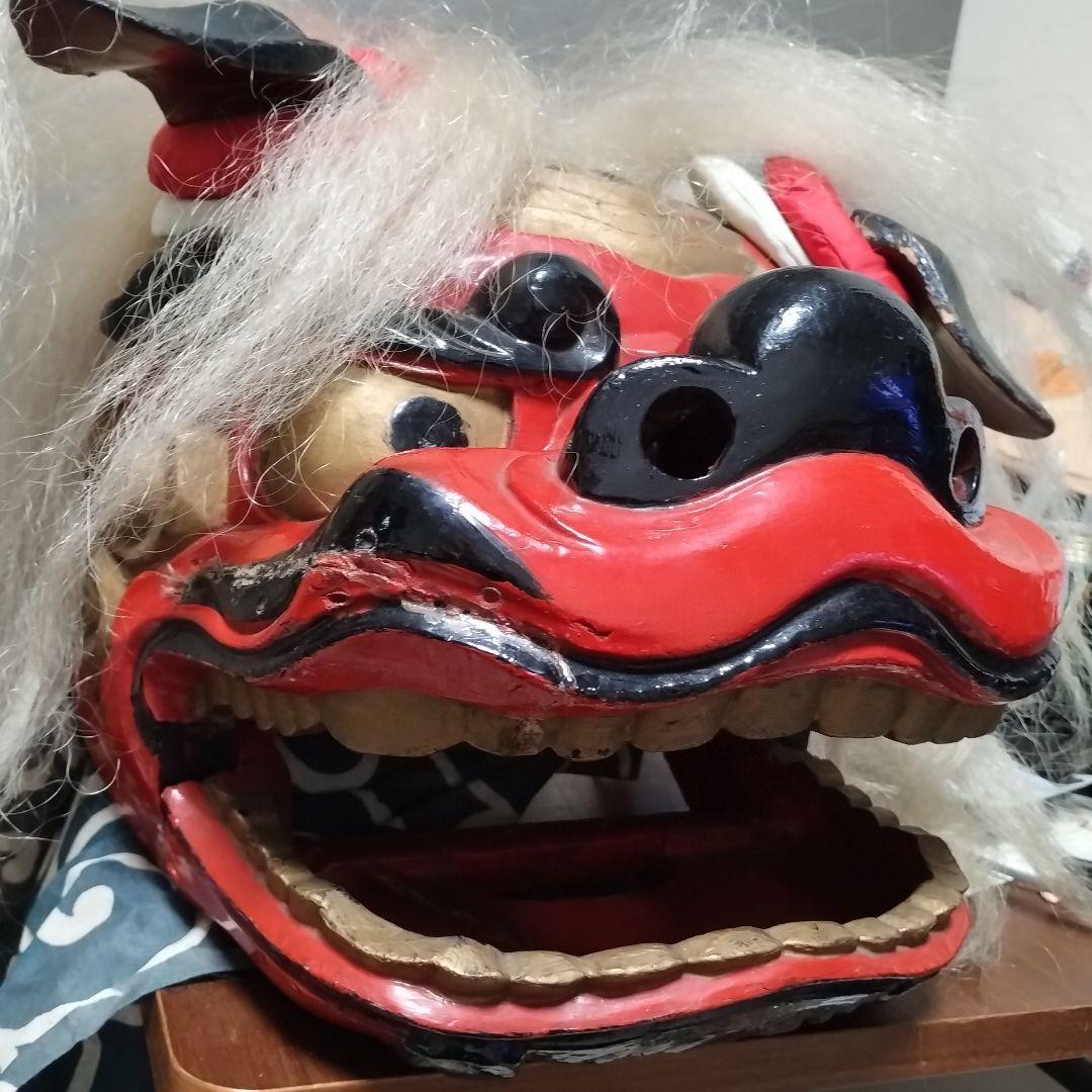 本物　常陸国　木製獅子頭　ビンテージ